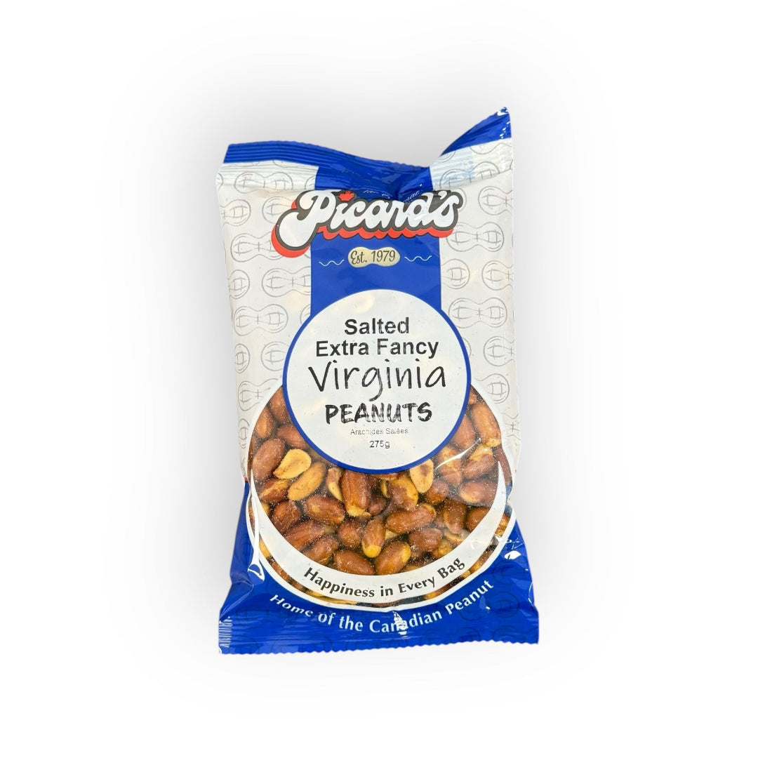 Bag of Picard's Salted Extra Fancy Virginia Peanuts on a white background