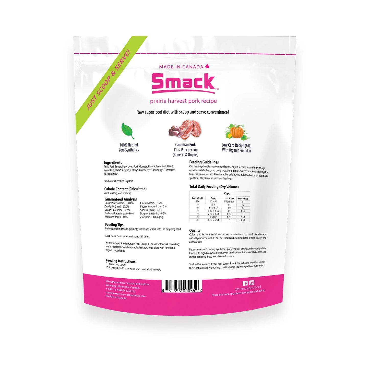 Smack Prairie Harvest Pork (Dog) - 2.5kg