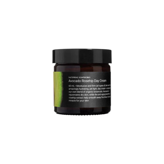 Jar of Avocado Rosehip Day Cream on a white background