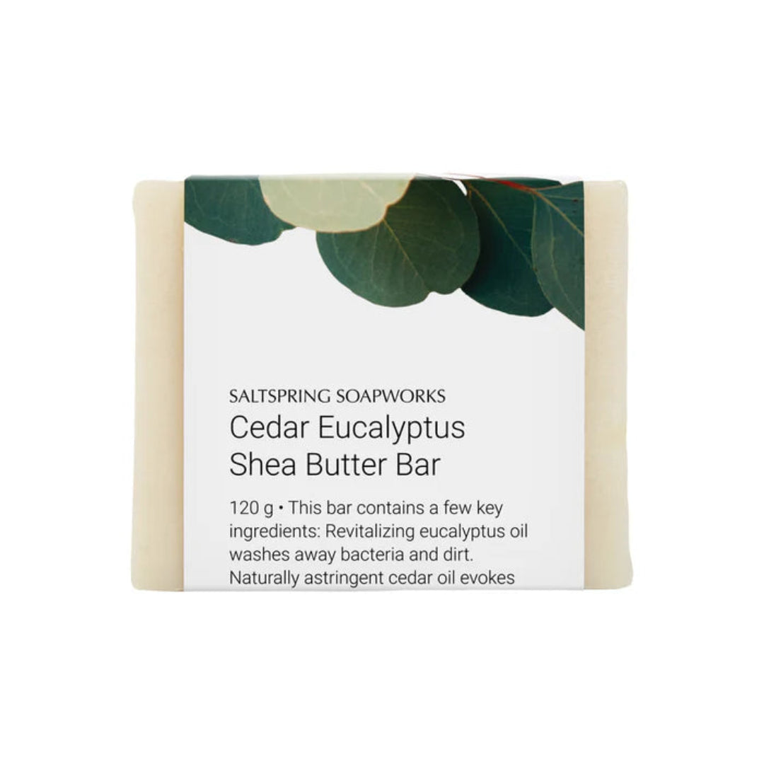 Shea butter bar with a label on a white background