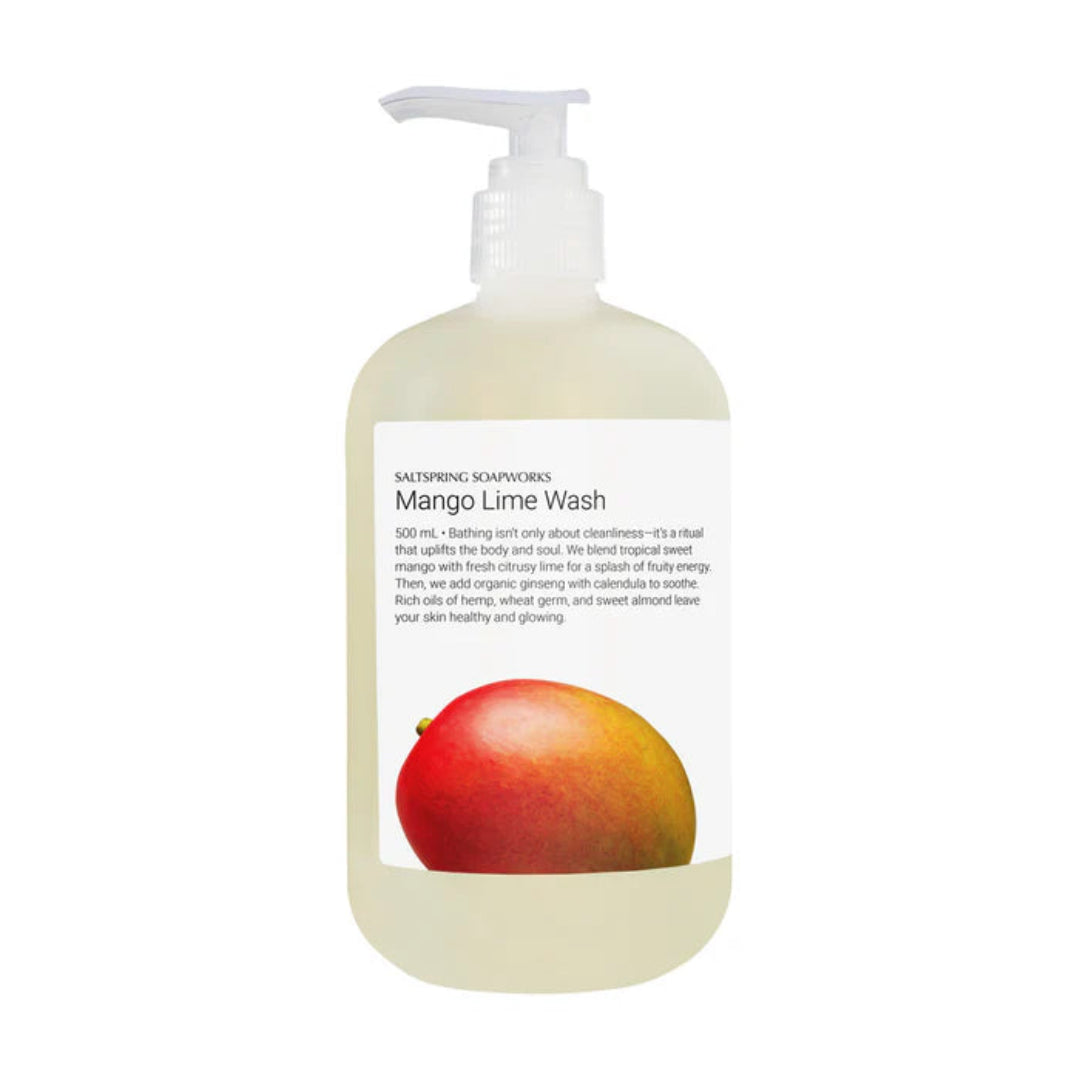 Mango Lime Wash bottle with a mango illustration on a white background