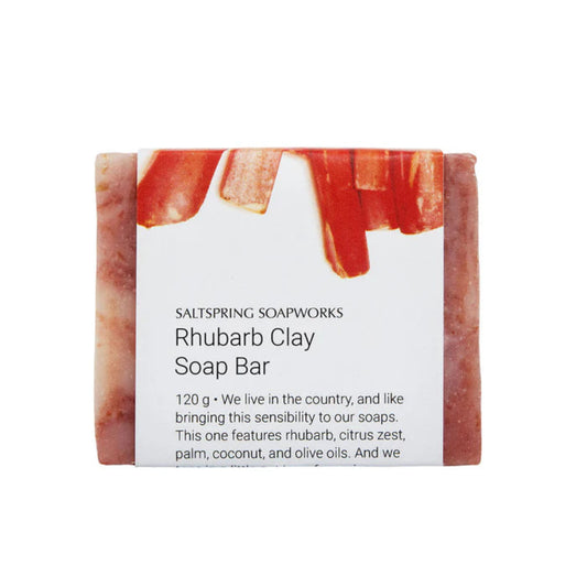 Rhubarb Clay Soap Bar from Saltspring Soapworks on a white background